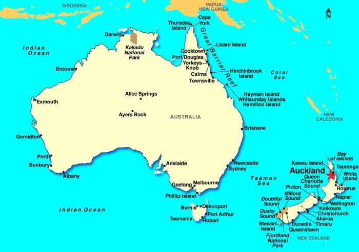 Auckland trong bản đồ thế giới