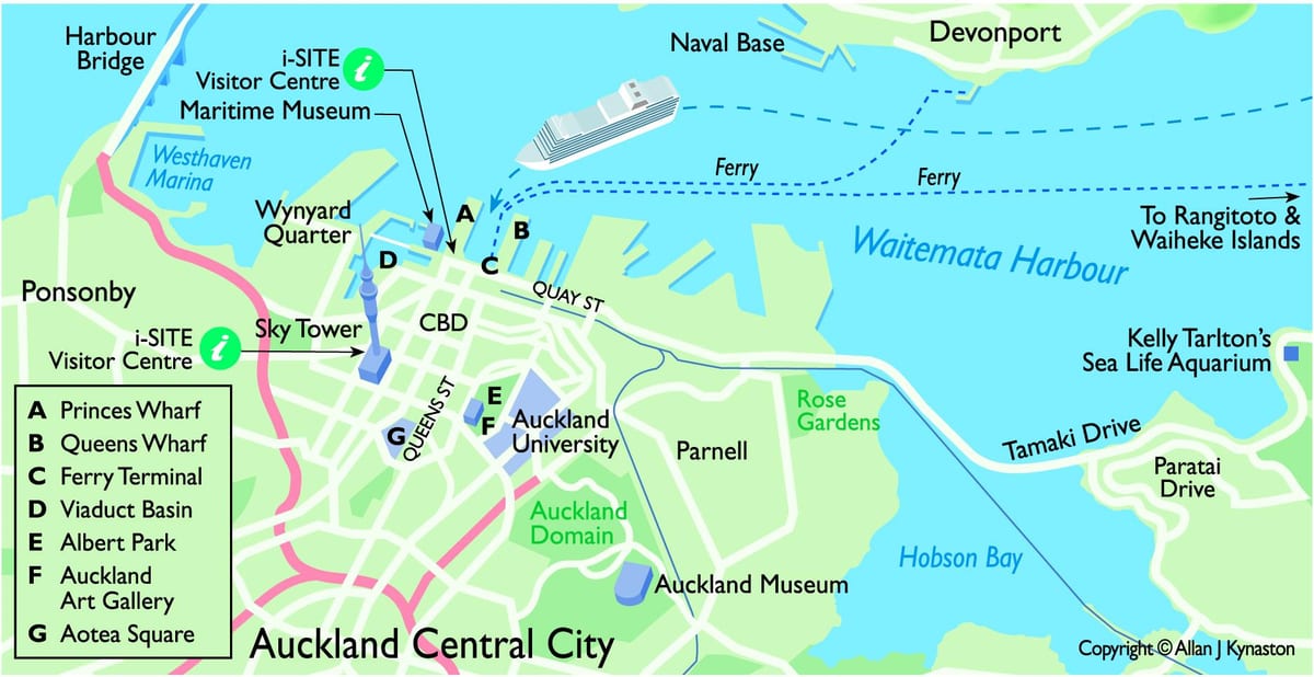 Auckland bến tàu du lịch bản đồ