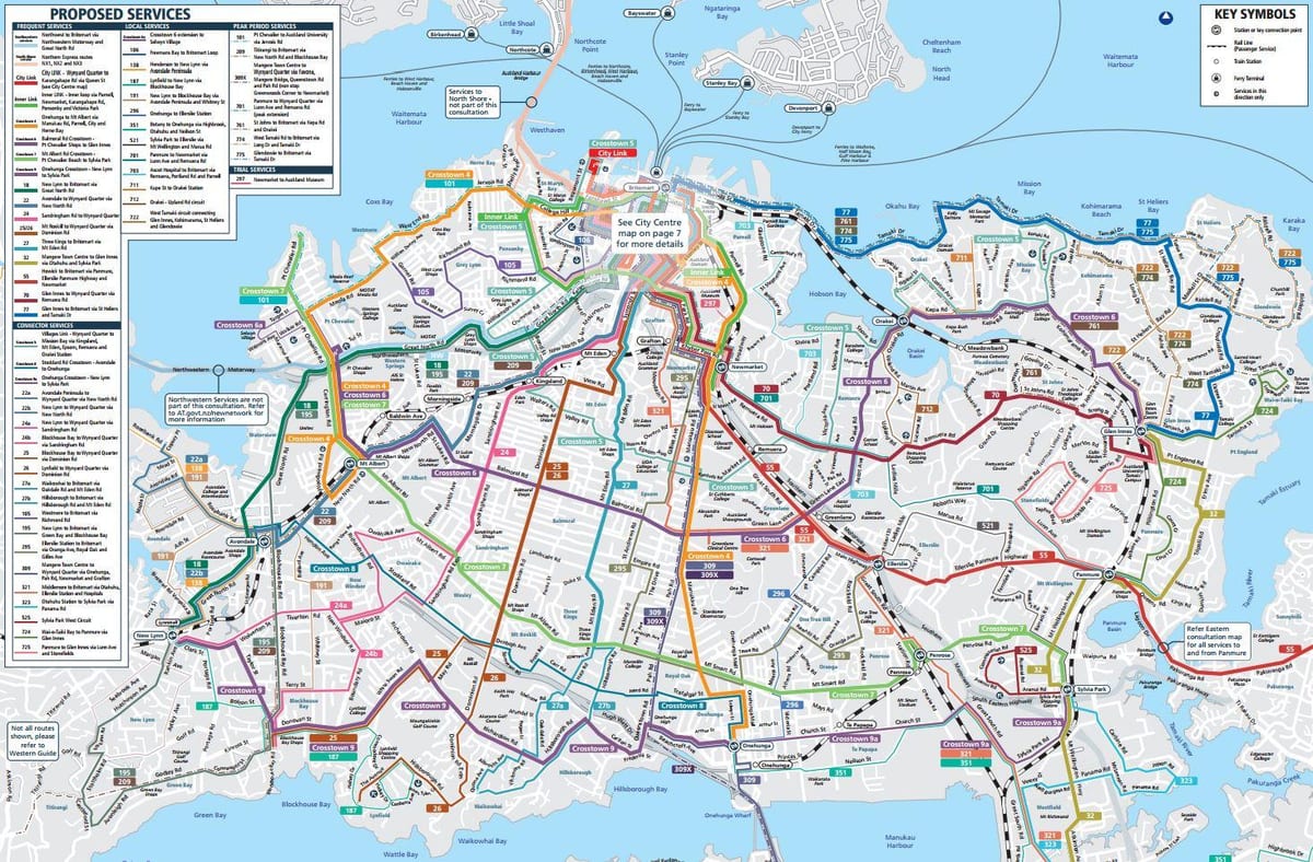 Giao thông công cộng Auckland bản đồ