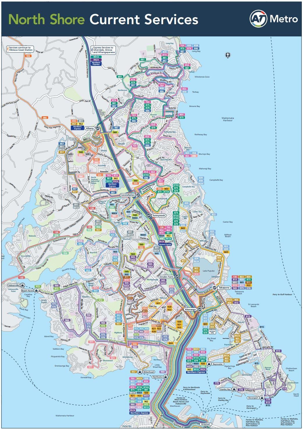 bản đồ của bờ biển phía bắc Auckland