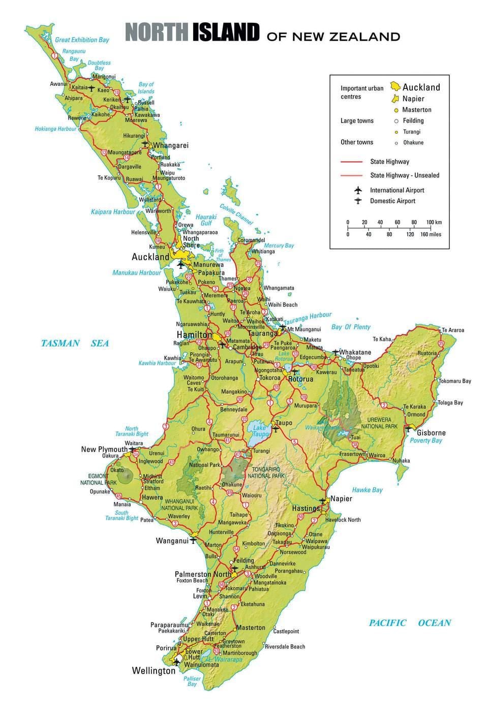 bản đồ của đảo bắc của New Zealand