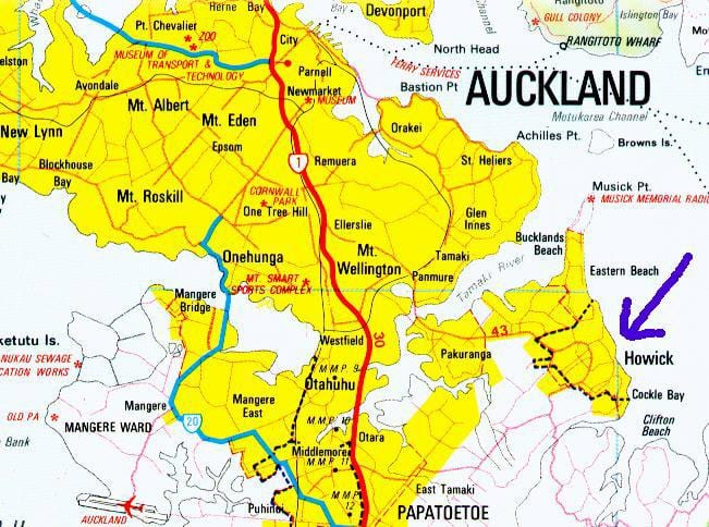 bản đồ của Howick Auckland