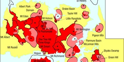Auckland núi lửa bản đồ