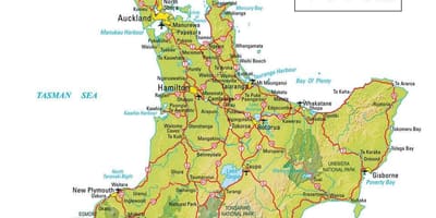 Bản đồ của đảo bắc của New Zealand
